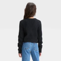 Girls' Cropped Fuzzy Cardigan Sweater - Art Class™
