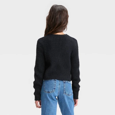 Girls' Cropped Fuzzy Cardigan Sweater - Art Class™ 1 Girls' Cropped Fuzzy Cardigan Sweater - Art Class™