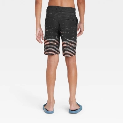 Boys' Striped Hybrid Swim Shorts - Art Class™ Black 1 Boys' Striped Hybrid Swim Shorts - Art Class™ Black
