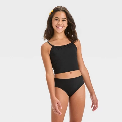 Girls' 'Let It Shine' Solid Midkini Set - Art Class™ Black 3 Girls' 'Let It Shine' Solid Midkini Set - Art Class™ Black - Image 3