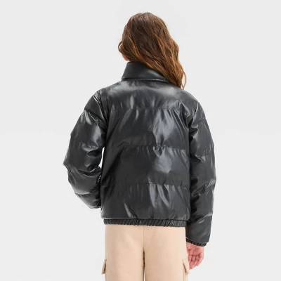 Girls' Solid Cropped Puffer Jacket - Art Class™ Black 1 Girls' Solid Cropped Puffer Jacket - Art Class™ Black