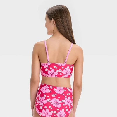 Girls' Simply Hibiscus One Piece Swimsuit - Art Class™ Pink 2 Girls' Simply Hibiscus One Piece Swimsuit - Art Class™ Pink - Image 2
