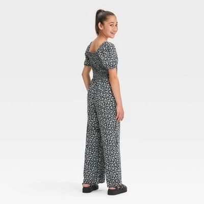 Girls' Short Sleeve Smocked Jumpsuit - Art Class™ 1 Girls' Short Sleeve Smocked Jumpsuit - Art Class™