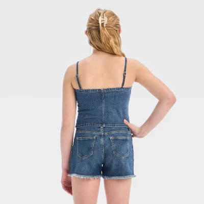 Girls' Button-Front Denim Tank Top - Art Class™ 1 Girls' Button-Front Denim Tank Top - Art Class™