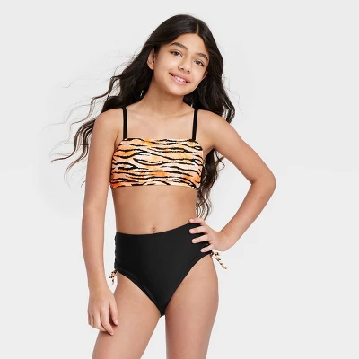 Girls' 2pc Sketchy Tiger High-Waist Bikini Set - Art Class™ Black 3 Girls' 2pc Sketchy Tiger High-Waist Bikini Set - Art Class™ Black - Image 3