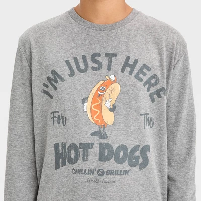 Boys' 'Here For The Hotdogs' Long Sleeve Graphic T-Shirt - Art Class™ Dark Gray 1 Boys' 'Here For The Hotdogs' Long Sleeve Graphic T-Shirt - Art Class™ Dark Gray