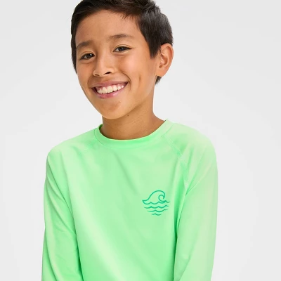 Boys' Long Sleeve Snappy Wave Rash Guard Top - Art Class™ Light Green 1 Boys' Long Sleeve Snappy Wave Rash Guard Top - Art Class™ Light Green