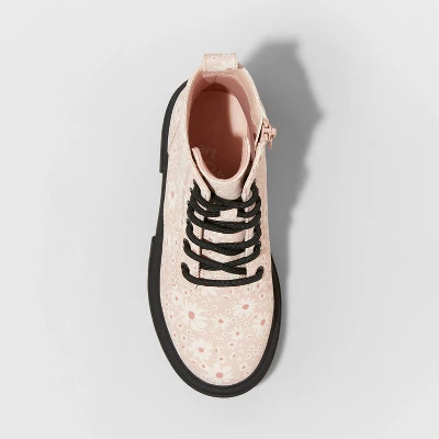 Girls' Kayden Floral Print Lug Sole Lace-Up Zipper Boots - Art Class™ 2 Girls' Kayden Floral Print Lug Sole Lace-Up Zipper Boots - Art Class™ - Image 2