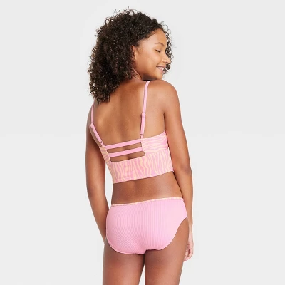 Girls' Zebra Ribbed Bottom Tankini Set - Art Class™ Light Pink 2 Girls' Zebra Ribbed Bottom Tankini Set - Art Class™ Light Pink - Image 2