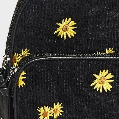 Kids' 8.5" Corduroy Sunflower Mini Backpack - Art Class™ Black 3 Kids' 8.5" Corduroy Sunflower Mini Backpack - Art Class™ Black - Image 3