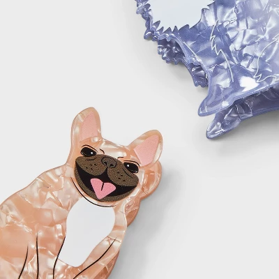 Girls' Cat And Dog Claw Clip Set - Art Class™: Solid Pattern, Hair Styling, All Hair Types, Acrylic And Plastic 2 Girls' Cat And Dog Claw Clip Set - Art Class™: Solid Pattern, Hair Styling, All Hair Types, Acrylic And Plastic - Image 2