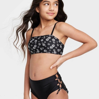 Girls' 2pc Vintage Daisy Surf High-Waist Bikini Set - Art Class™ Black 1 Girls' 2pc Vintage Daisy Surf High-Waist Bikini Set - Art Class™ Black