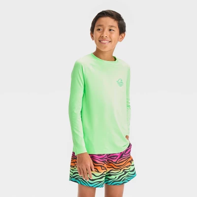 Boys' Long Sleeve Snappy Wave Rash Guard Top - Art Class™ Light Green 3 Boys' Long Sleeve Snappy Wave Rash Guard Top - Art Class™ Light Green - Image 3