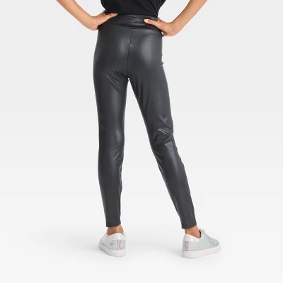 Girls' Faux Leather Leggings - Art Class™ Black 1 Girls' Faux Leather Leggings - Art Class™ Black