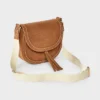Girls' Faux Suede Saddle Crossbody Bag - Art Class™ Brown