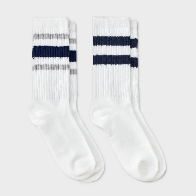 Girls' 2pk Striped Crew Socks - Art Class™Navy Blue/Gray 3 Girls' 2pk Striped Crew Socks - Art Class™Navy Blue/Gray - Image 3
