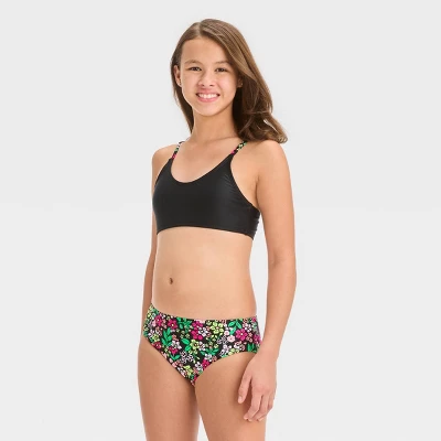 Girls' Floral Printed Rash Guard Set - Art Class™ Black 1 Girls' Floral Printed Rash Guard Set - Art Class™ Black