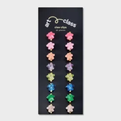 Girls' 16pk Flower Micro Mini Claw Clips - Art Class™: Fashion Hair Accessories, Acrylic Material, Ages 10-12