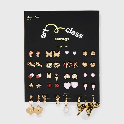 Girls' 20pk Leopard Earring Set - Art Class™ 1 Girls' 20pk Leopard Earring Set - Art Class™