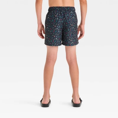 Boys' Summer Icons Printed Swim Trunks - Art Class™ Black 1 Boys' Summer Icons Printed Swim Trunks - Art Class™ Black