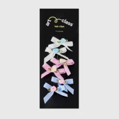 Girls' 6pk Satin Ribbon Bow With Rosettes Hair Clips - Art Class™