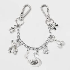 Girls' Charms And Link Chain Bag Charm - Art Class™ Sliver