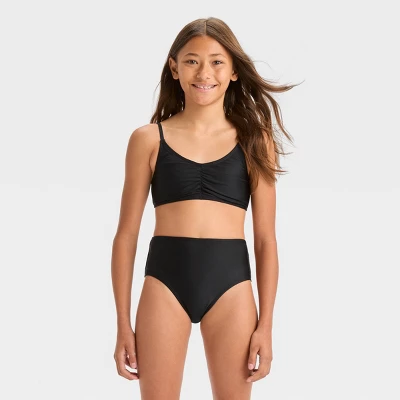 Girls' 'Sun Seeker Ditsy' Solid Bikini Swim Top - Art Class™ Black 2 Girls' 'Sun Seeker Ditsy' Solid Bikini Swim Top - Art Class™ Black - Image 2