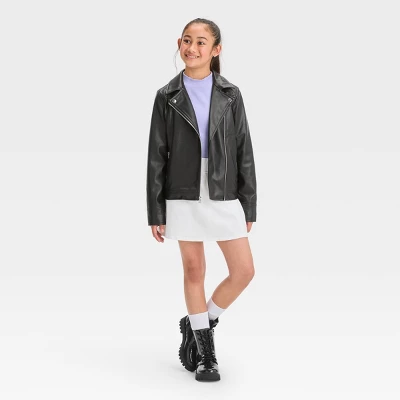Girls' Faux Leather Moto Jacket - Art Class™ 2 Girls' Faux Leather Moto Jacket - Art Class™ - Image 2