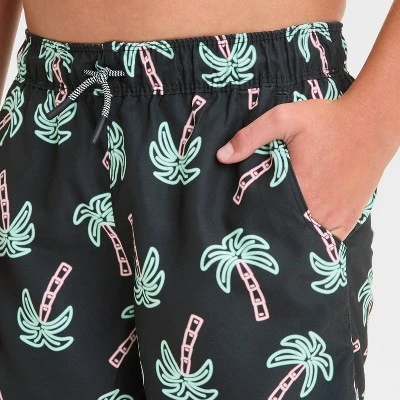 Boys' Palm Tree Printed Swim Shorts - Art Class™ Black 2 Boys' Palm Tree Printed Swim Shorts - Art Class™ Black - Image 2