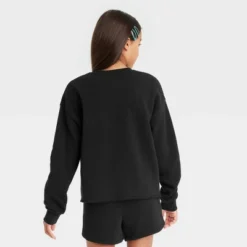Girls' Smiley Cropped Crewneck Sweatshirt - Art Class™ Black
