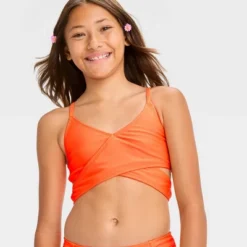 Girls' 'It’s A Wrap' Solid Bikini Set - Art Class™ Orange