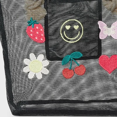 Girls' Mesh With Icons Swim Tote - Art Class™ Black: Softside Handbag, Double Handle, Fruit & Animal Patterns 3 Girls' Mesh With Icons Swim Tote - Art Class™ Black: Softside Handbag, Double Handle, Fruit & Animal Patterns - Image 3