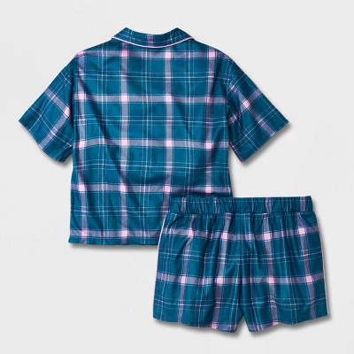 Girls' 2pc Flannel Short Sleeve Coat Pajama Set - Art Class™ 1 Girls' 2pc Flannel Short Sleeve Coat Pajama Set - Art Class™