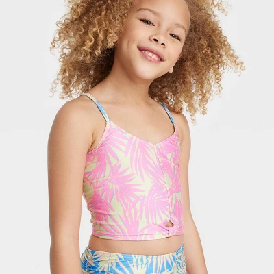 Girls' Leaf Printed Midkini Set - Art Class™ Light Pink/Light Blue/Cream 1 Girls' Leaf Printed Midkini Set - Art Class™ Light Pink/Light Blue/Cream