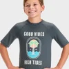 Boys' Short Sleeve Tree Printed Rash Guard Top - Art Class™ Charcoal Gray