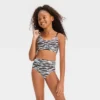 Girls' 'Sun Seeker' Zebra Striped Bikini Swim Top - Art Class™ Black