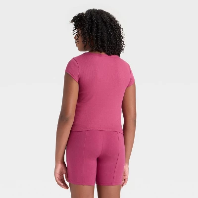 Girls' Short Sleeve Ribbed T-Shirt - Art Class™ 1 Girls' Short Sleeve Ribbed T-Shirt - Art Class™