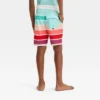 Boys' Striped Swim Shorts - Art Class™ Green/Red