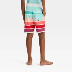 Boys' Striped Swim Shorts - Art Class™ Green/Red