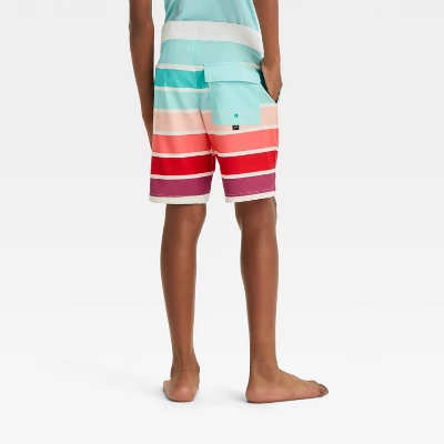 Boys' Striped Swim Shorts - Art Class™ Green/Red 1 Boys' Striped Swim Shorts - Art Class™ Green/Red