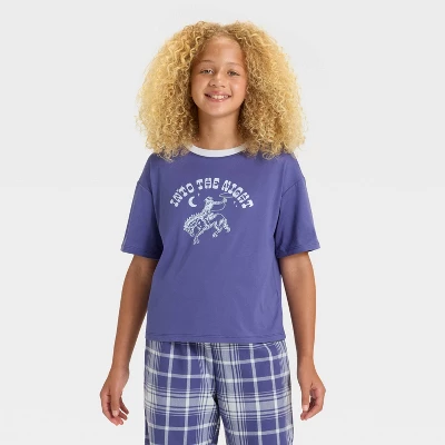 Girls' Short Sleeve T-Shirt And Flannel Pants Pajama Set - Art Class™ 2 Girls' Short Sleeve T-Shirt And Flannel Pants Pajama Set - Art Class™ - Image 2