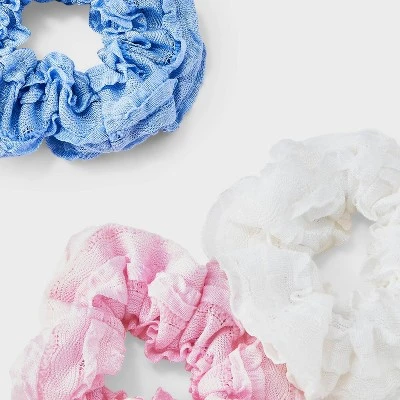Girls' 3pk Ruffled Fabric Hair Twisters - Art Class™: Fashion Accessory For All Hair Types, Includes Ponytail Holder 2 Girls' 3pk Ruffled Fabric Hair Twisters - Art Class™: Fashion Accessory For All Hair Types, Includes Ponytail Holder - Image 2
