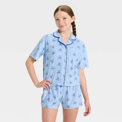 Girls' Short Sleeve Button-Down Pajama Set - Art Class™ 2 Girls' Short Sleeve Button-Down Pajama Set - Art Class™ - Image 2