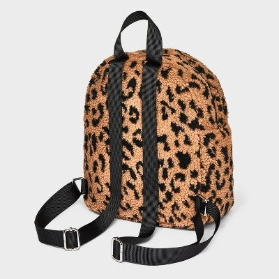 Girls' Printed Leopard Fleece 10.725" Mini Backpack - Art Class™ Black 1 Girls' Printed Leopard Fleece 10.725" Mini Backpack - Art Class™ Black