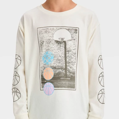 Boys' Basketball Long Sleeve Graphic T-Shirt - Art Class™ Blue 1 Boys' Basketball Long Sleeve Graphic T-Shirt - Art Class™ Blue
