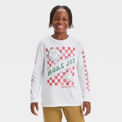 Boys' Smiley Knit Long Sleeve T-Shirt - Art Class™ White 3 Boys' Smiley Knit Long Sleeve T-Shirt - Art Class™ White - Image 3