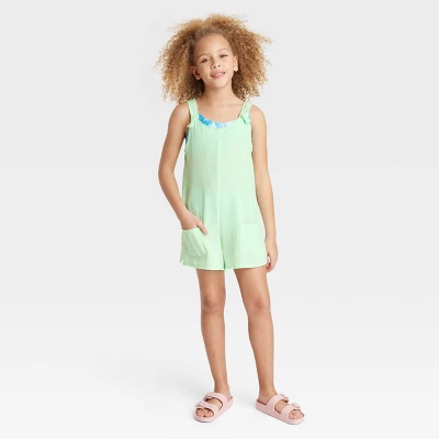 Girls' Solid Cover Up Romper - Art Class™ Green 3 Girls' Solid Cover Up Romper - Art Class™ Green - Image 3
