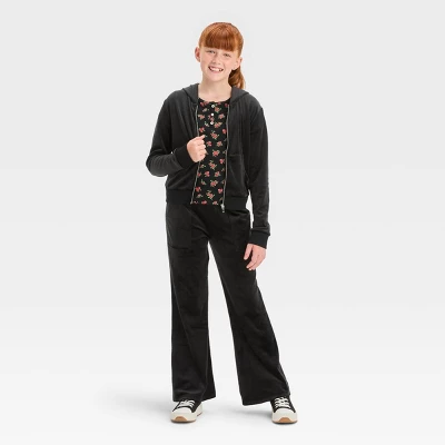 Girls' Velour Cropped Zip-Up Sweatshirt - Art Class™ 2 Girls' Velour Cropped Zip-Up Sweatshirt - Art Class™ - Image 2