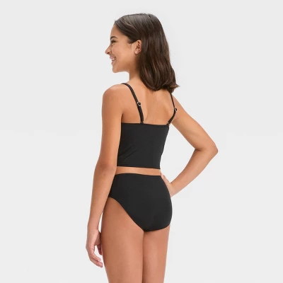 Girls' 'Let It Shine' Solid Midkini Set - Art Class™ Black 2 Girls' 'Let It Shine' Solid Midkini Set - Art Class™ Black - Image 2