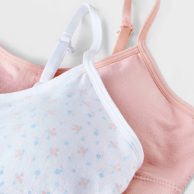 Girls' 2pk 'Floral' Seamless Ruched Bra - Art Class™ White 2 Girls' 2pk 'Floral' Seamless Ruched Bra - Art Class™ White - Image 2
